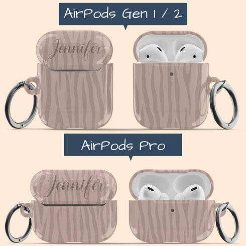 Nude Zebra Custom Name AirPods Case